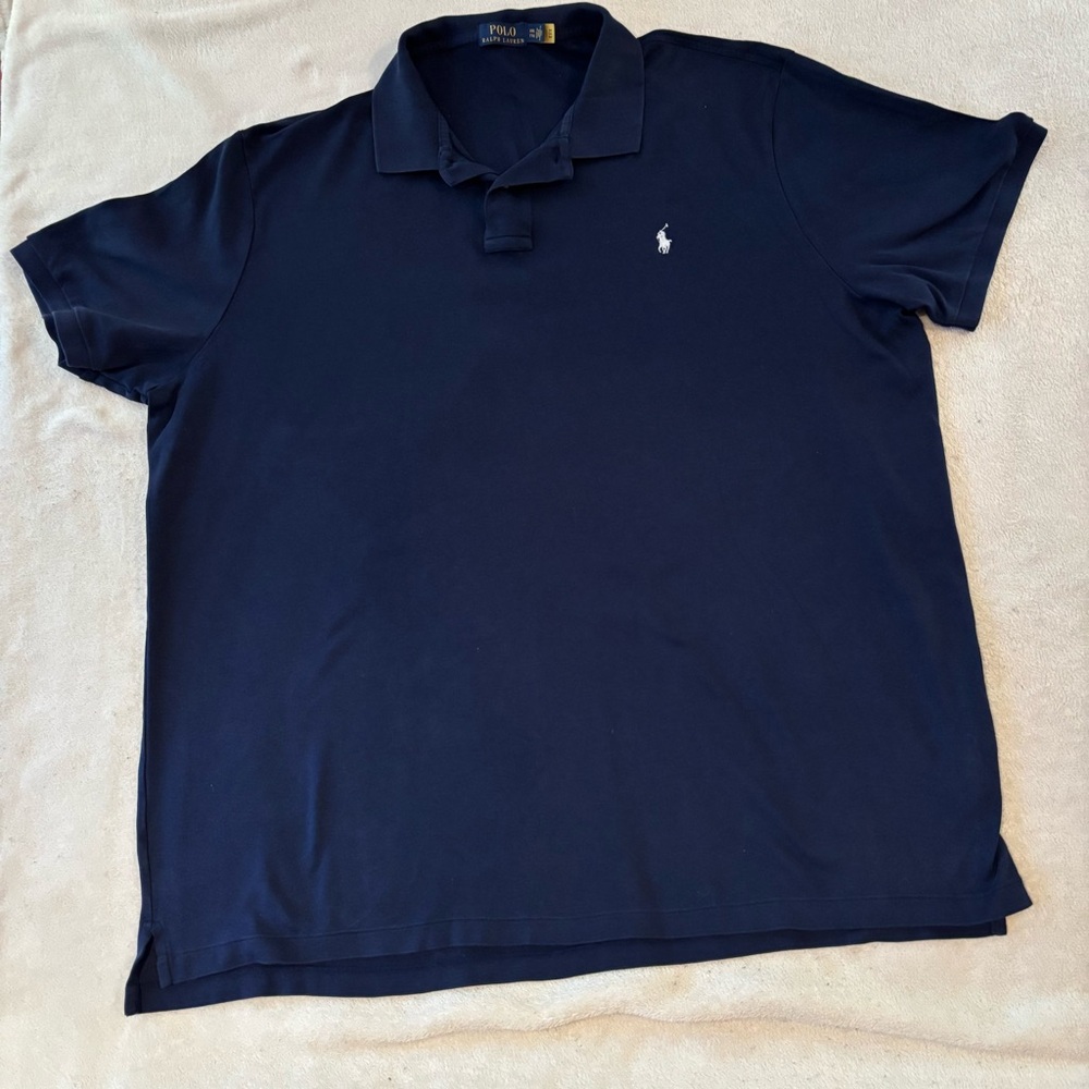 POLO RALPH LAUREN MEN NAVY BLUE GOLF SHIRT SIZE XXL 100% COTTON PREPPY